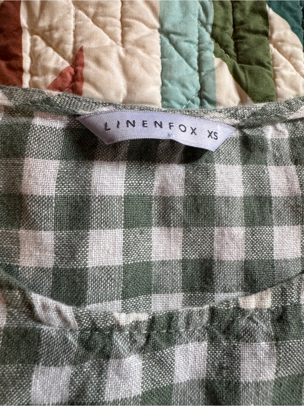 Linenfox Green and White Gingham Mini Dress - Picture 5 of 5